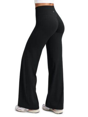 CRZ YOGA Softretch Wide Leg Yoga Pants High Rise No Front Seam